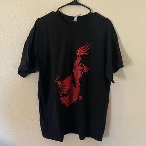 BRAND NEW RED AND BLACK CHINESE DRAGON MENS TEE